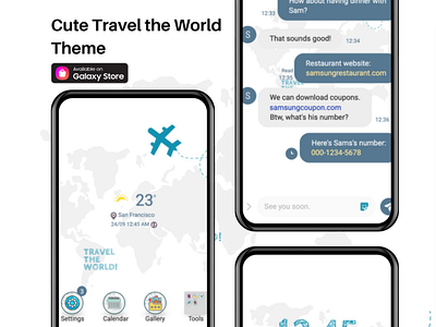 Cute Travel the World Theme <Samsung Theme> app branding design graphic design illustration ui ux