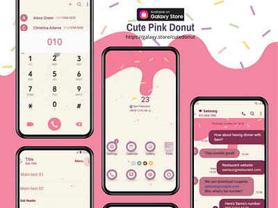 Cute Pink Donut <Samsung Theme> app branding design graphic design illustration ui ux vector