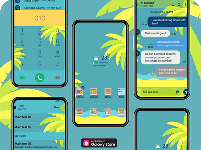 Cute Tropical Vibe <Samsung Theme> app branding design graphic design illustration ui ux vector