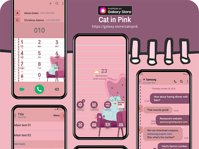 Cat in Pink <Samsung Theme> app branding design graphic design illustration ui ux vector