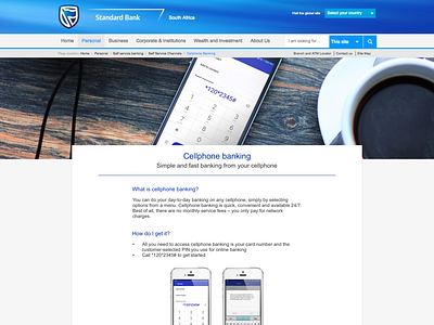 Cellphone banking page layout design ui ux web website