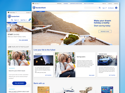 Home page concept for Standard Bank