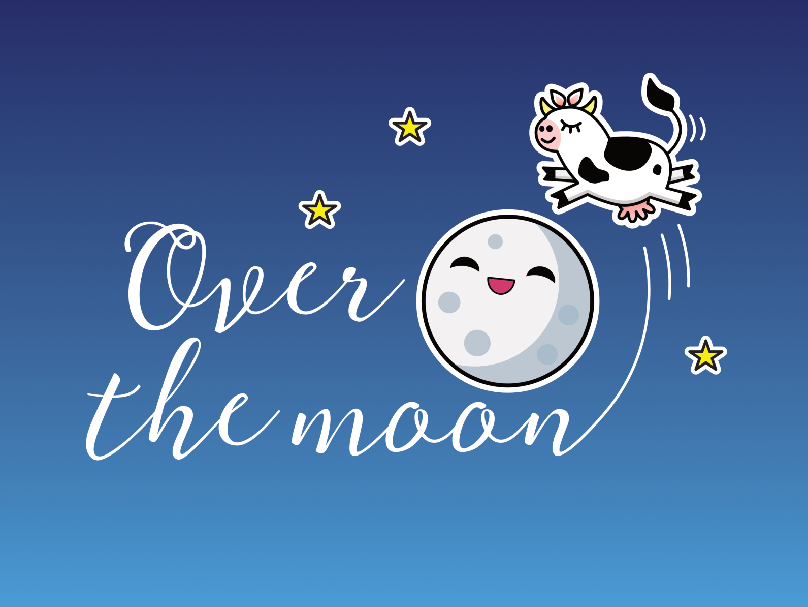 Over the moon illustration and free phone wallpaper by Lize Smith on