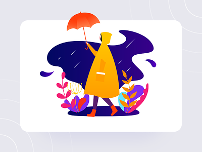Raining Day cloudy day girl illustration rain raincoat umbrella