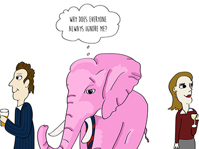 Elephant in the room digital elephant funny illustration