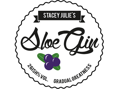 Sloe gin labels digital illustration label packaging