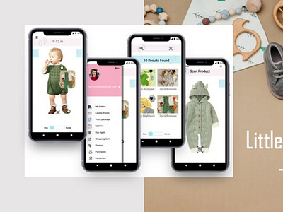 kid's clothing store mockup's app design ui
