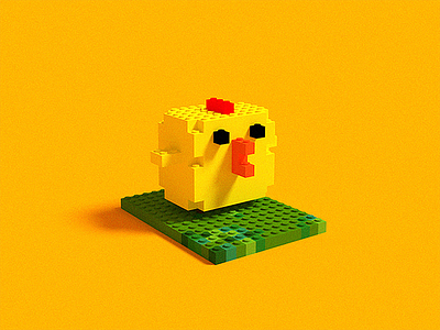 Yellow chicken 3d lego