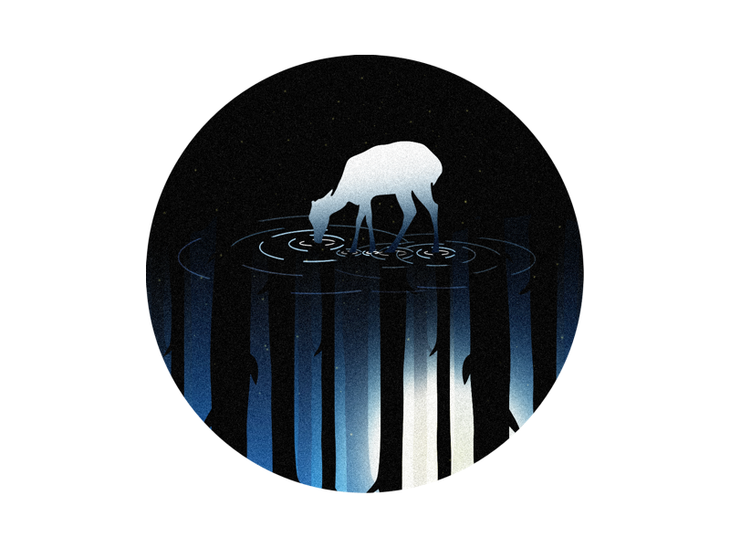 Deer in the forest illustration