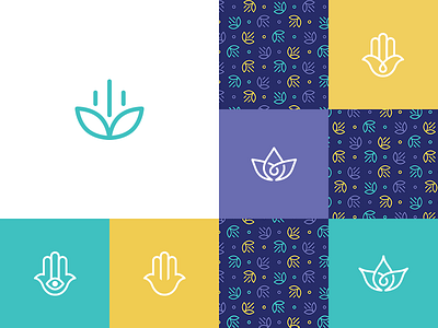 Clear Living Symbol branding bright cheerful clear hamsa hand health logo lotus pattern symbol yoga