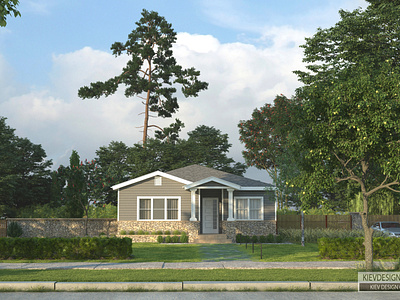 Small House Exterior 3D Rendering