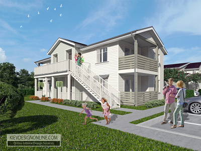 Two-storey house Exterior 3D Rendering