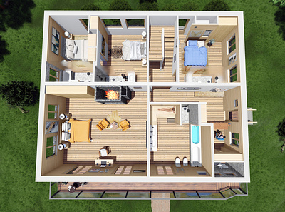 Chalet 3D Floor Plan 3d 3d floor plan 3d rendering 3d visualization chalet lumion