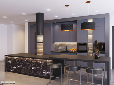 Villa Laura - Modern Kitchen Interior Design 3d 3d rendering 3d visualization cgi design interior 3d rendering interior design interior designer kitchen design