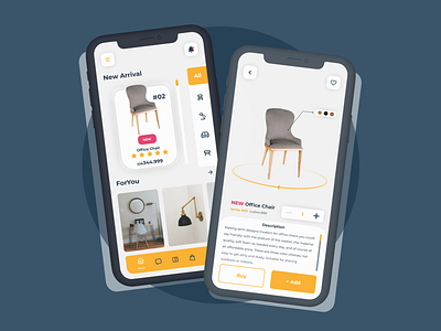 Concept-Furniture App android animation app branding chair concept design furniture graphic design illustration lamp logo mobile table typography ui ux vector web website