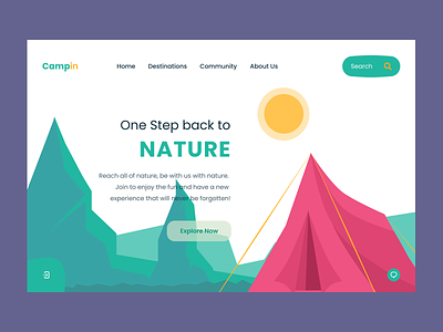 Campin - Leanding Page Concept android app branding camp camping community design destination hiking illustration logo maps nature typography ui ux vector website