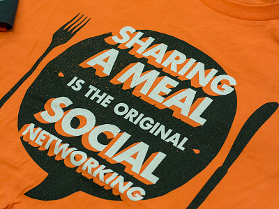 Sharing A Meal T-Shirt adobe design food futura networking orange shirt social