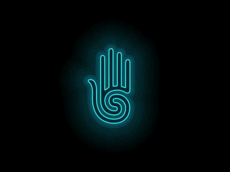 Neon Hand demastrie flicker hand light logo neon sam