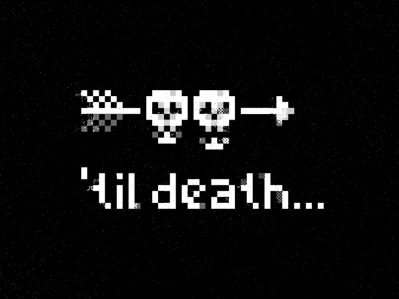 'til Death Chompers 8 bit arrow black grit halloween pixel skeleton skull texture white
