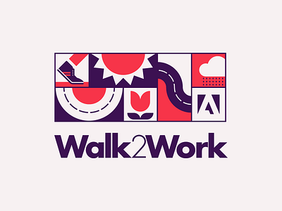 Adobe Walk2Work Logo adobe exercise flower graphic icons logo shoe walk work