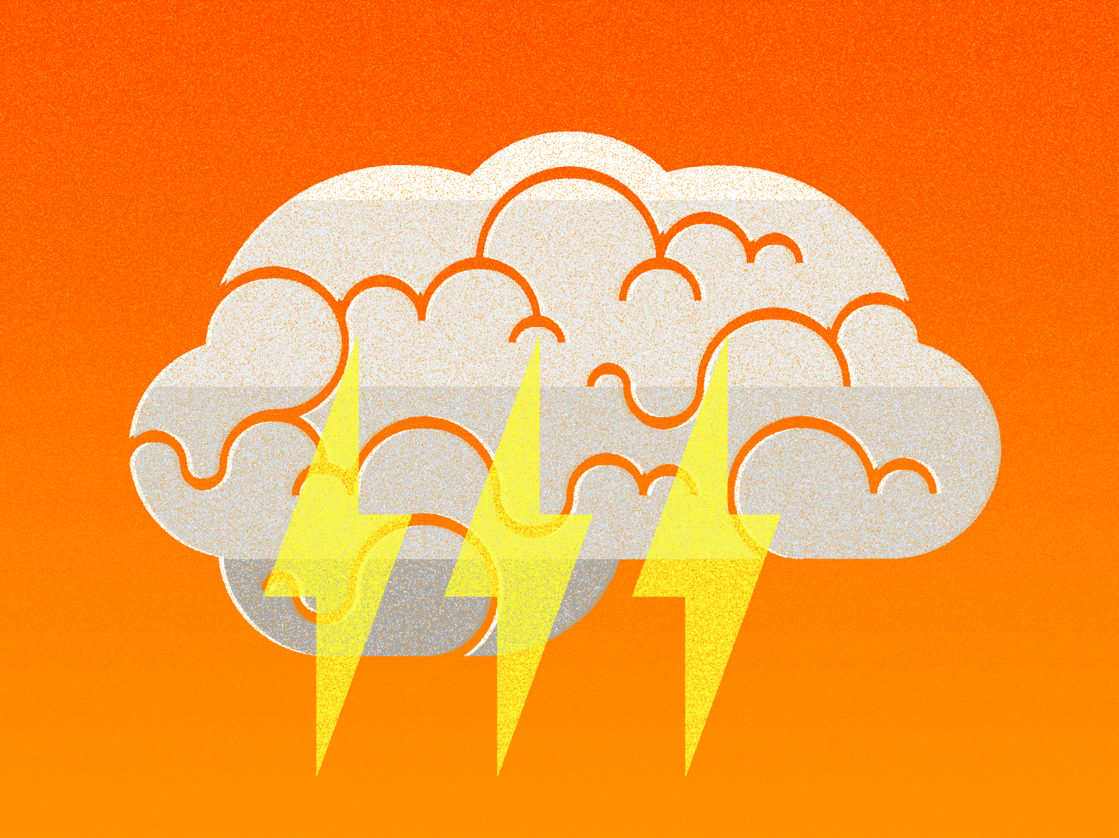 Tips For Better Brainstorming brain brains brainstorm cloud creativity design gray illustration lightning orange texture utah