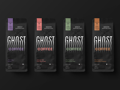 Ghost Coffee Packaging_v3 branding coffee ghost halftone logo mockup design packaging packaging mockup texture utah
