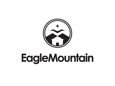 Eagle Mountain City Unused Logo 1 black city community crest design eagle eagle logo eagles home house mountain utah