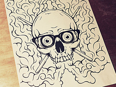 Skull Self Portrait Smoke Addition glasses illustration skull smoke
