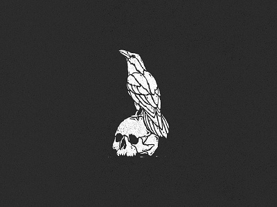 hard times art bird crow death design icon illustration print raven retro skull texture vintage