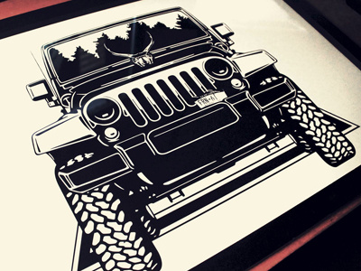 Jeep JK illustration Print deer illustratin jeep jk print skull tires truck