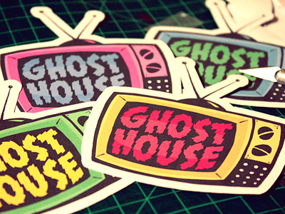 Ghost House 90's TV Sticker antenna graphic illustration sticker tv