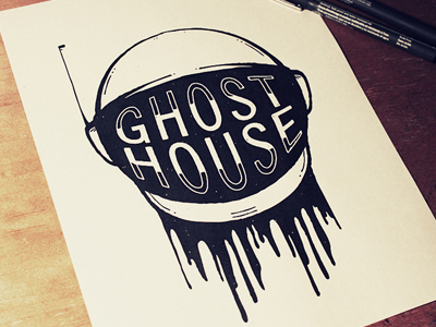 Ghost Space Graphic blood drip helmet illustration space typography
