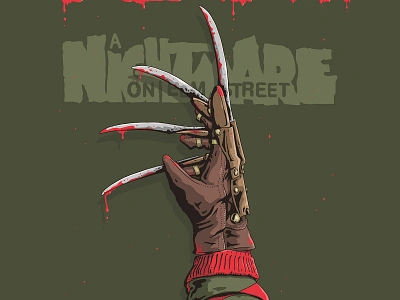 welcome to primetime bitch! blade blood character design freddy freddy krueger glove horror illustration knife knife logo nightmare on elm street sweater type