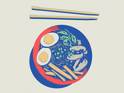 rayman art chopsticks design food illustration japanese japanese art japanese food lunch ramen retro soup vintage