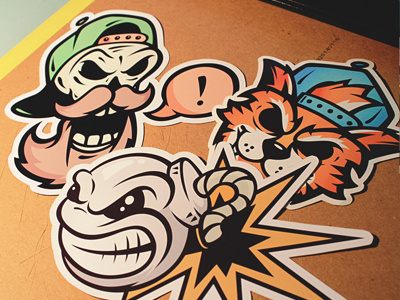 Sticker Set! beard bomb cat character explosion face fire illustration mustache skull snapback tiger