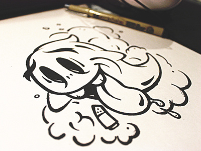 Smokin Ghost Sticker Sketch cartoon character cigarette cloud ghost illustration smoke sticker