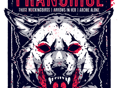 New 2 color posters blood halftone illustration screen print wolf