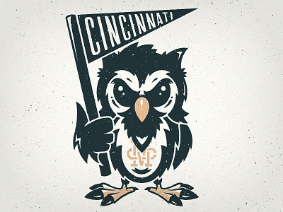 Old Unused Mascot bird cartoon cincinnati flag illustration logo owl sports typography