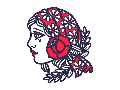 Girly flowers girl gypsy illustration logo roses traditional