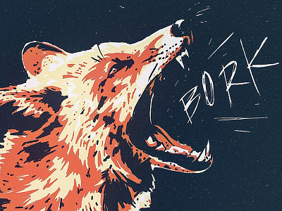 Fox Bork animal bark dog fox hand drawn illustration orange teeth typography