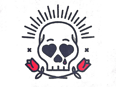Hearts art blood flowers illustration logo skull tattoo tulips
