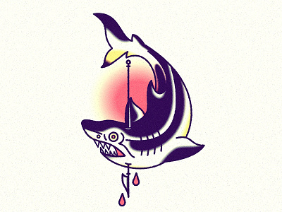 Shark art fish illustration logo shark spear tattoo traditional