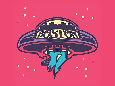Boston album band city cover guitar illustration logo space spaceship stars ufo vector