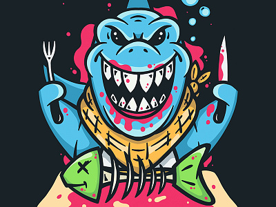 Feast apple applepencil art blood cartoon character color design fish icon illustration knife logo pencil print procreate shark teeth vector water