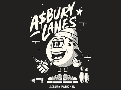 Asbury Lanes Shirt apple applepencil art beer bowling bowling ball cartoon character design illustration logo marker music print procreate retro screenprint shirt typography vintage