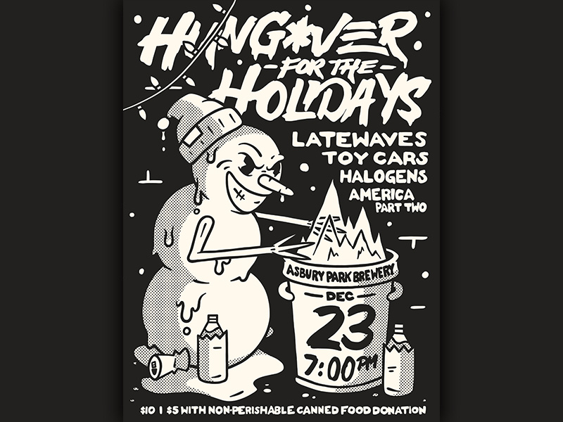 Holiday Gig Poster show gig poster band christmas holiday winter snowman procreate ipadpro applepencil apple design retro cartoon art character illustration