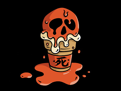 死 apple apple pencil blood cartoon character design ice cream icecream icon illustration melt procreate retro skull typography vector