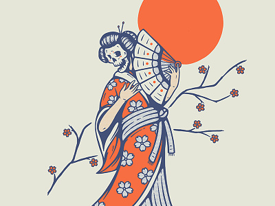 Geisha apple applepencil art character design geisha girl illustration japan japanese logo print procreate retro skull texture vector vintage