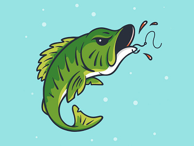 Sea Bass art bass blood cartoon character design fish fishing icon illustration lake logo pond sea water