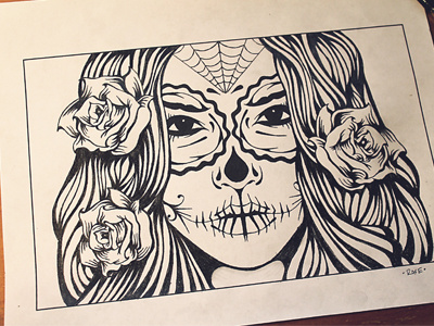 Sugar Skull Girl girl illustration rose skull